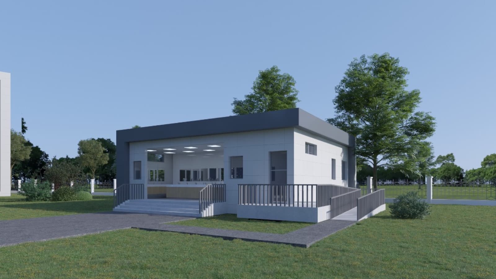 Perspective 3D d'un pavillon de service