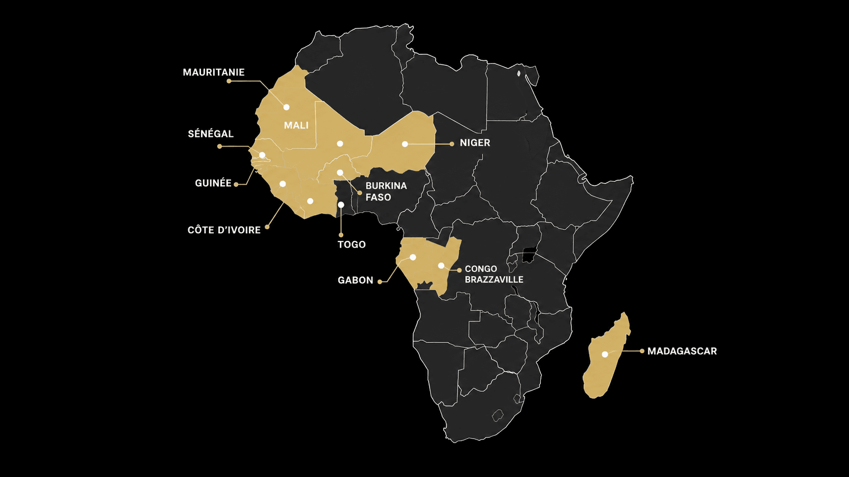 Carte de l'Afrique indiquant les pays où IBI Group est présent